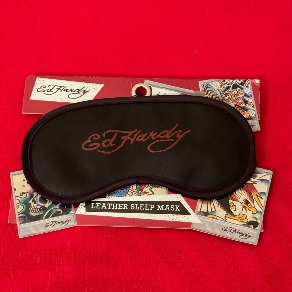 Ed Hardy Leather Padded Soft Comfortable Sleep Mask Adjustable Elastic Strap